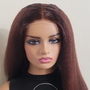 Kinky Straight Elegant Brown Women's Hair Wig